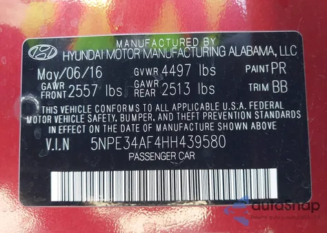2017 Hyundai Sonata Limited from USA, damaged, VIN 5NPE34AF4HH439580